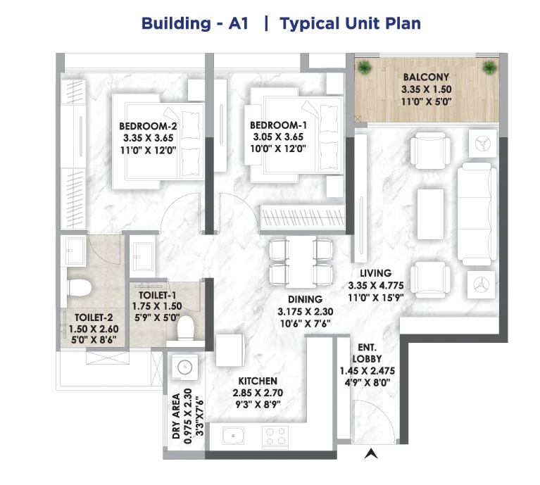 Godrej New Launch Thane 2 BHK floor plan